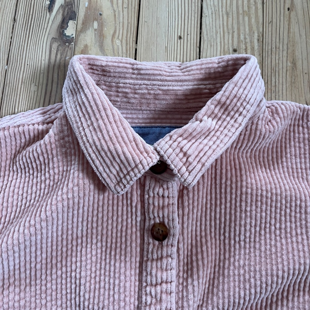 LLBean Pink Corduroy Button Up Shirt Jacket Women‎ Long Sleeve Medium Winter - Picture 3 of 8